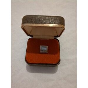 Vtg KREMENTZ 14Kt Gold Overlay Blue Stone Tie Tack MInt Condition NIB